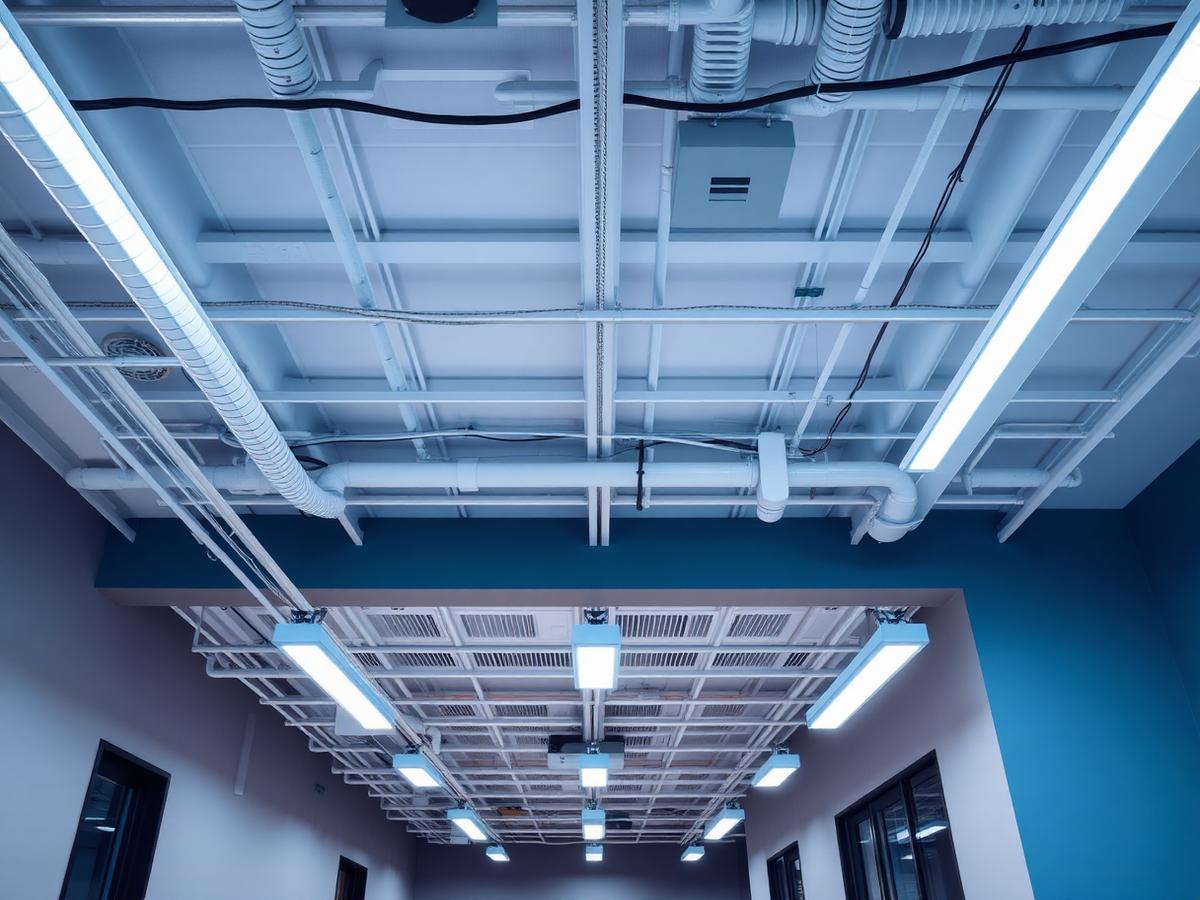 New lighting and conduit in a commercial office build-out